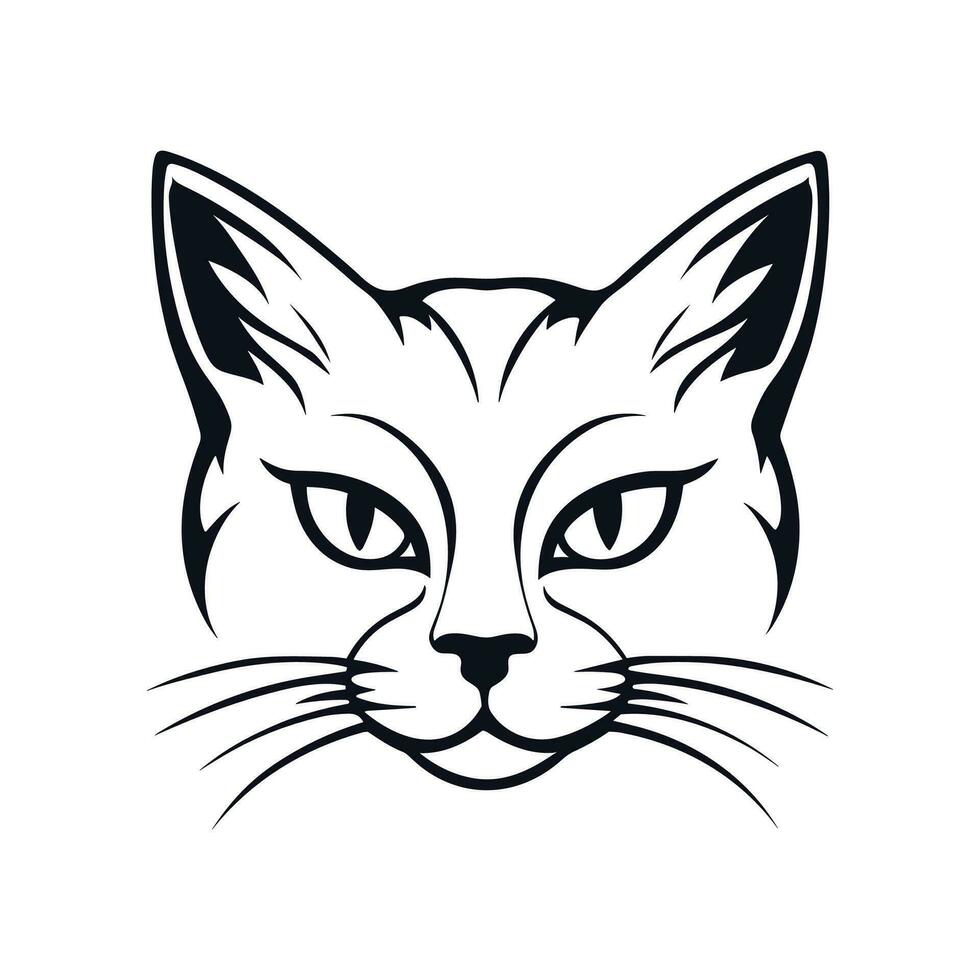 Cat face icon, happy kitty head silhouette 30758394 Vector Art at Vecteezy