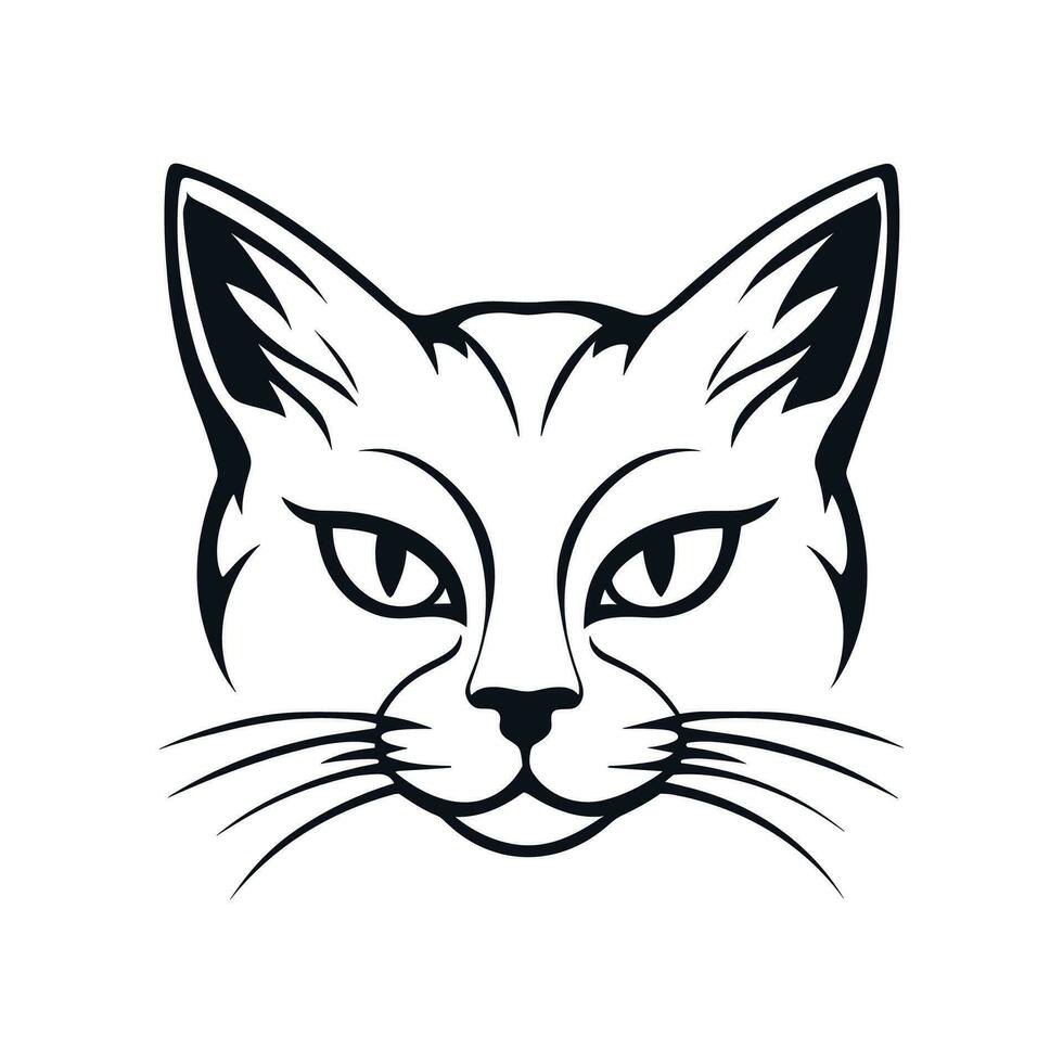 gato cara icono, contento gatito cabeza silueta vector