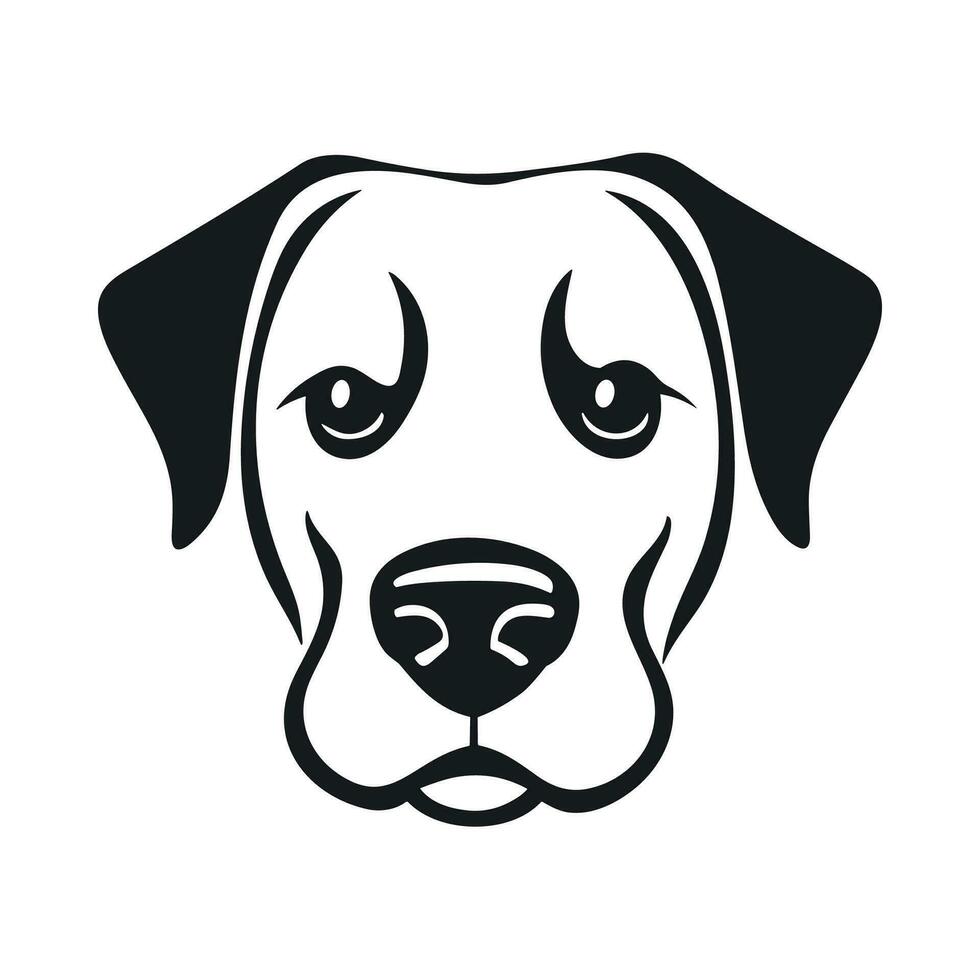 Dog face icon, happy puppy head silhouette vector