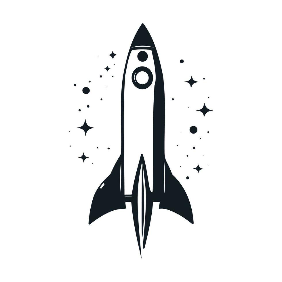 Rocket icon, Space ship launch logo vector