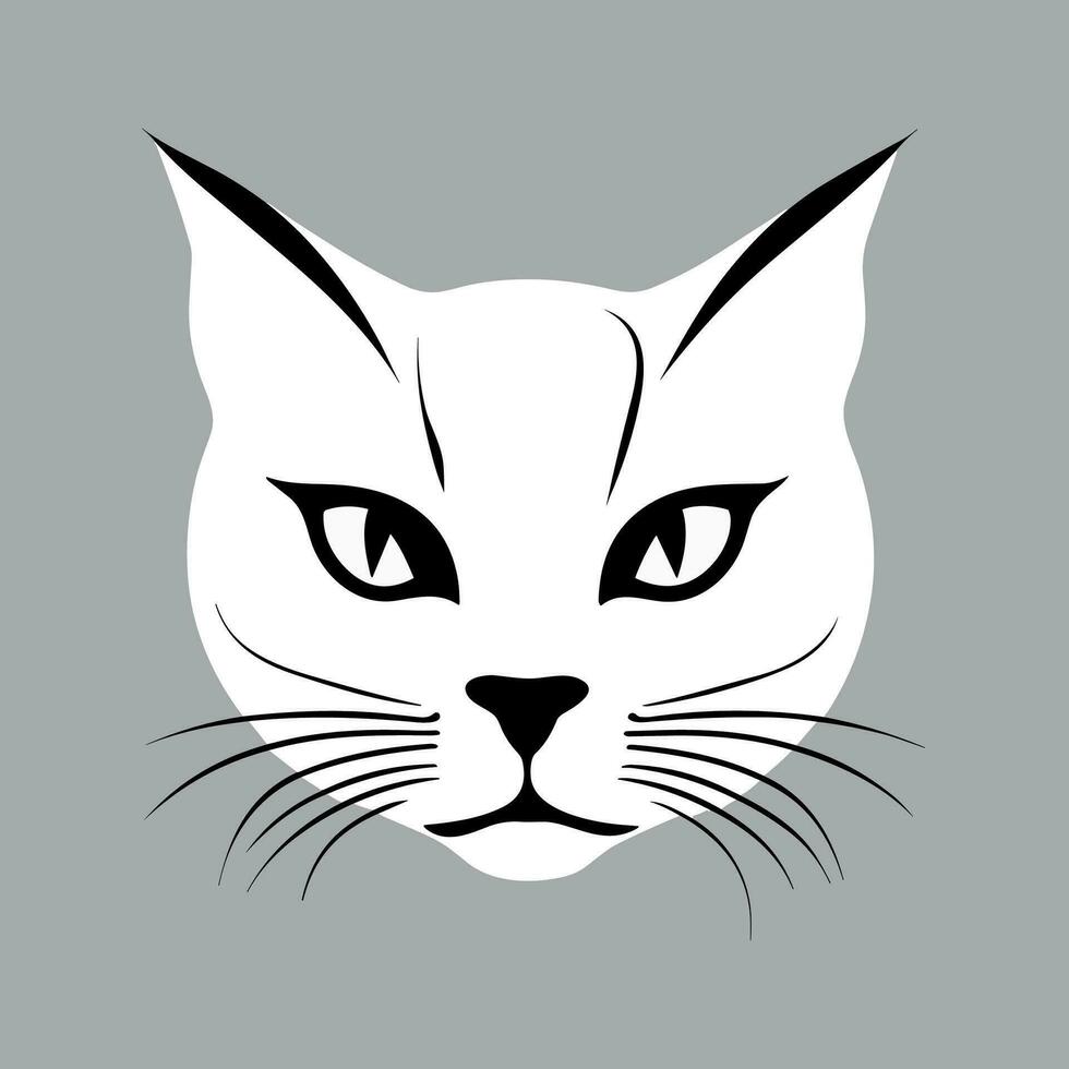 gato cara icono, contento gatito cabeza silueta vector