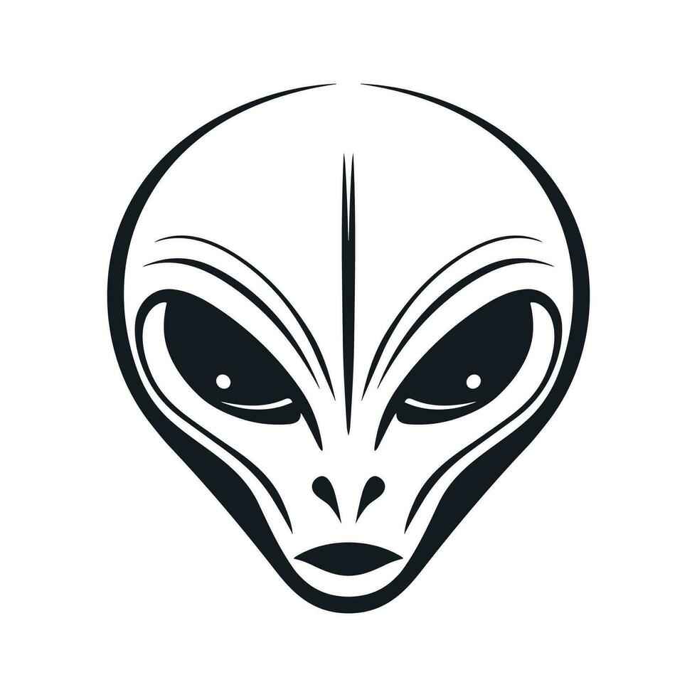 Alien Head Vector Icon, Grey alien silhouette