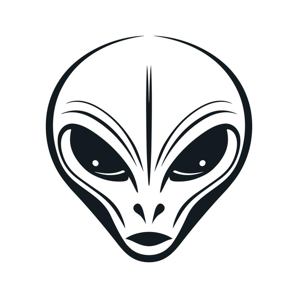 Alien Head Vector Icon, Grey alien silhouette