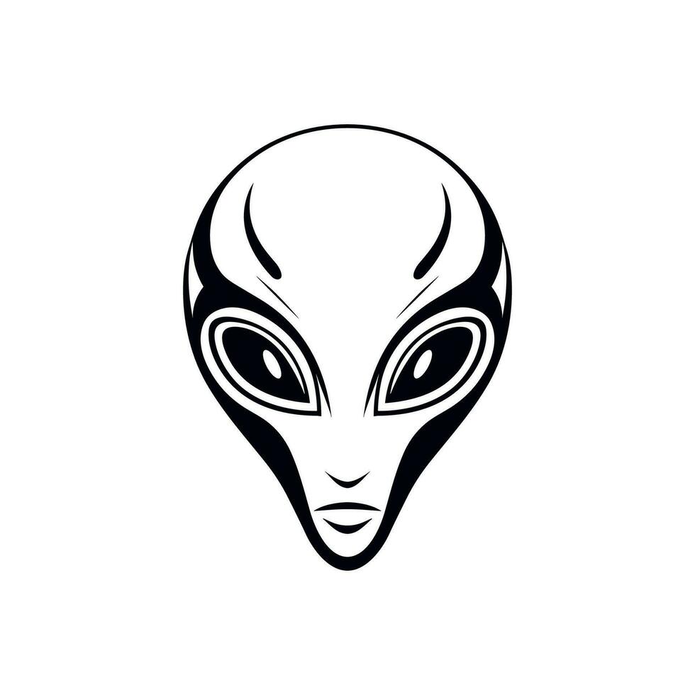 Alien Head Vector Icon, Grey alien silhouette