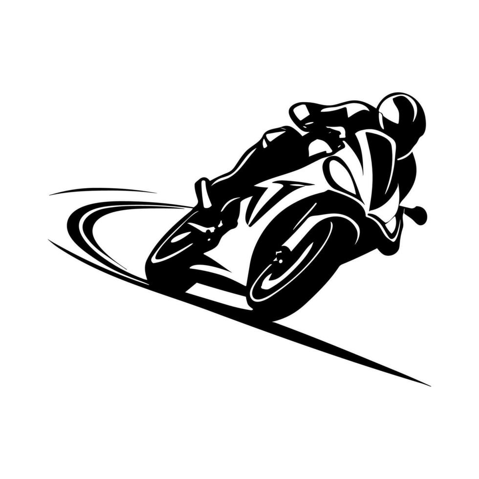 la carretera motocicleta con jinete, motor deporte logo vector