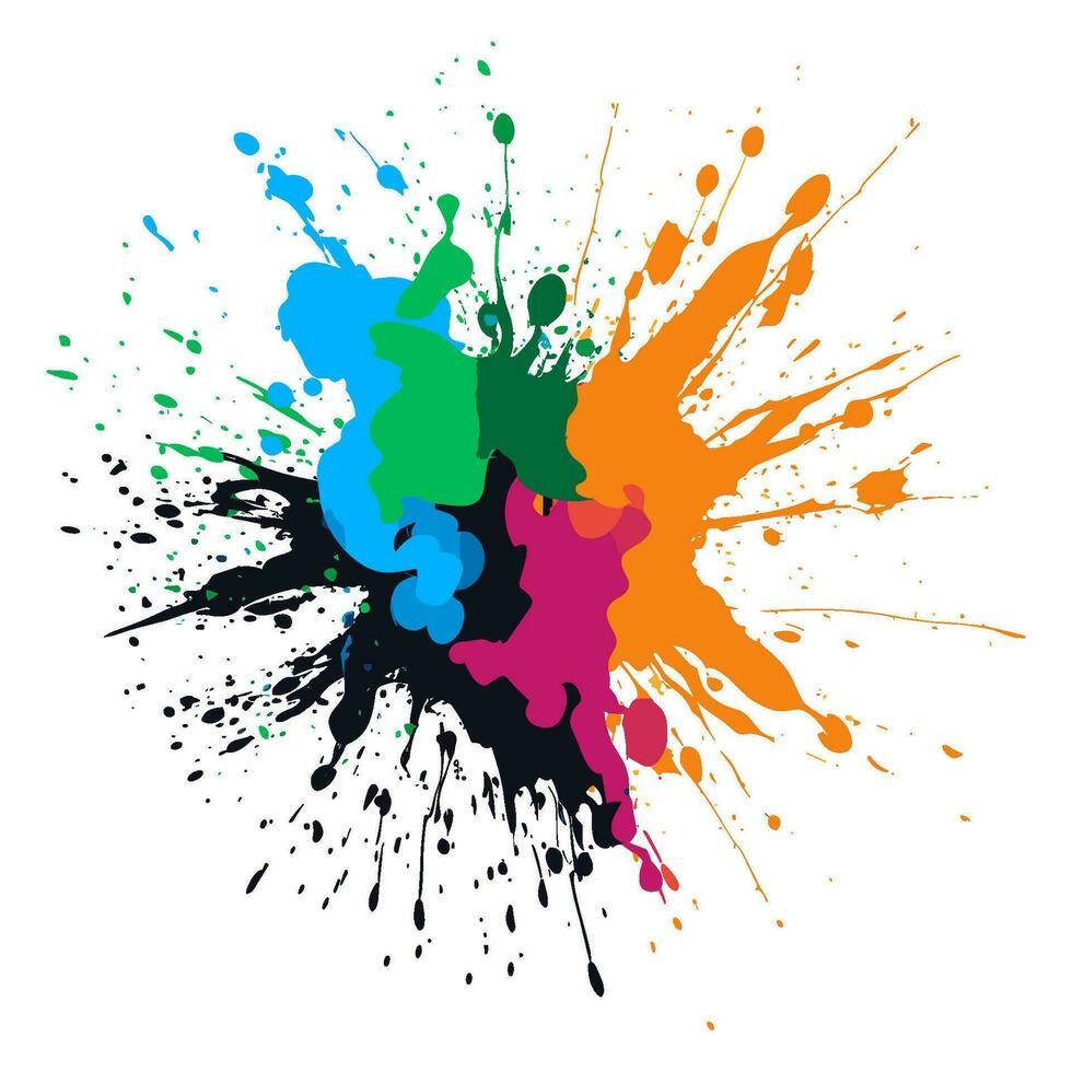 Colorful Paint ink Splatter Vector Clipart,  paint drip drop splash element