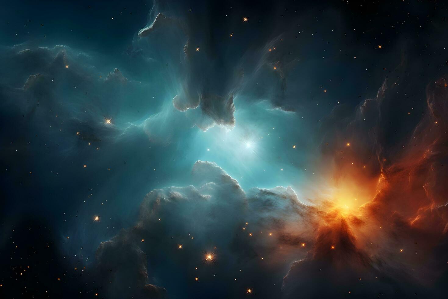 Colorful space galaxy cloud nebula. Stary night cosmos. Universe science astronomy. Supernova background wallpaper. generative ai photo