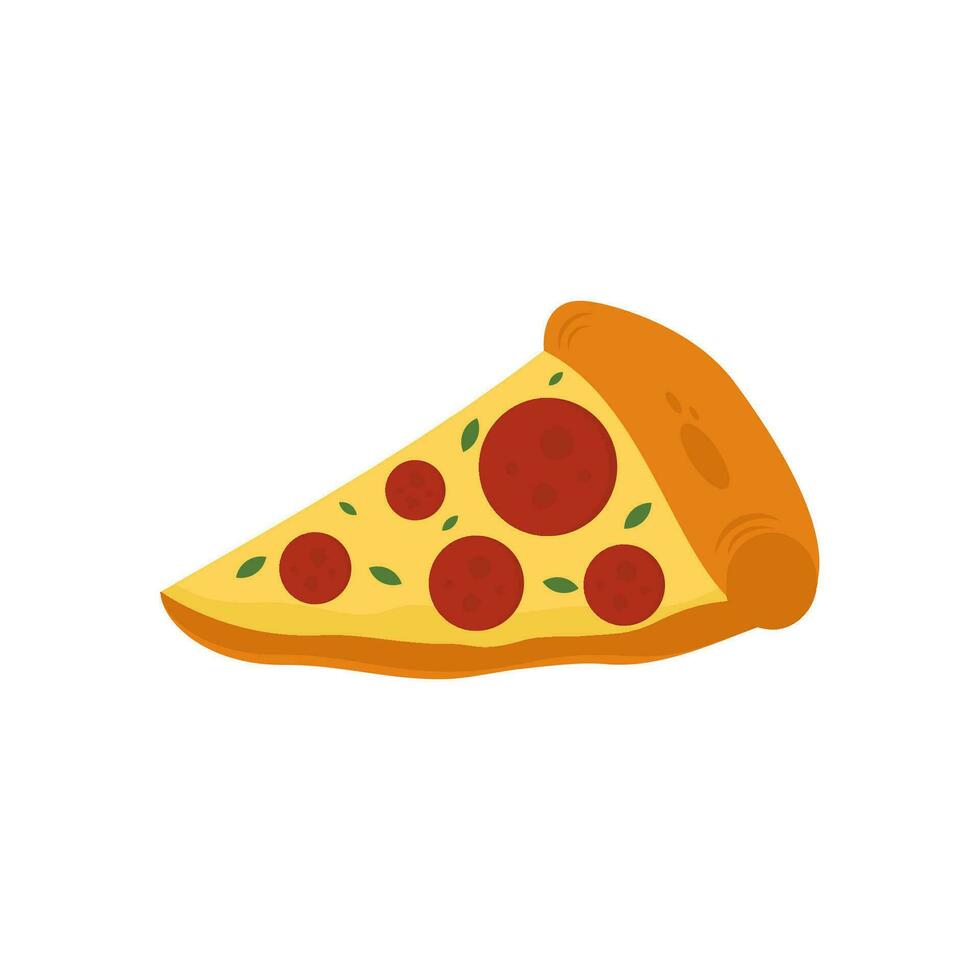 flat illustration of delicious pizza slices with melted mozzarella vector