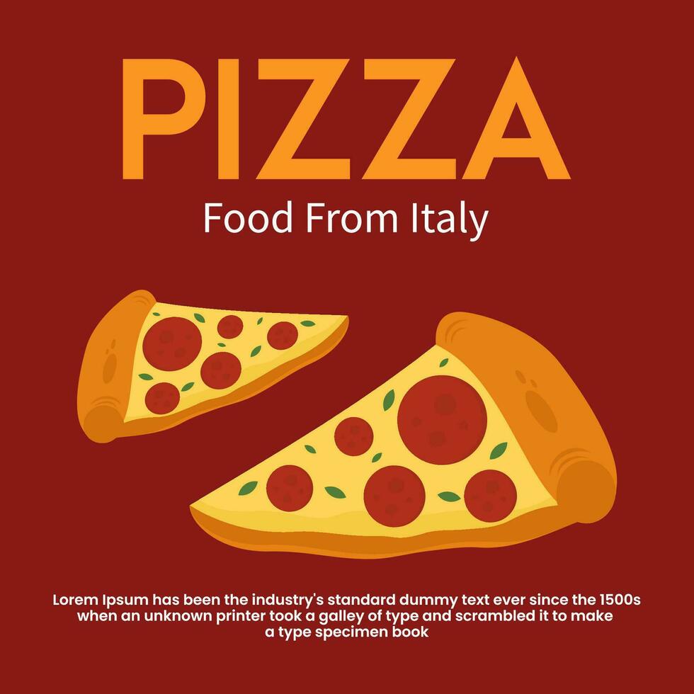 Pizza bandera y póster con Copiar espacio para restaurante vector