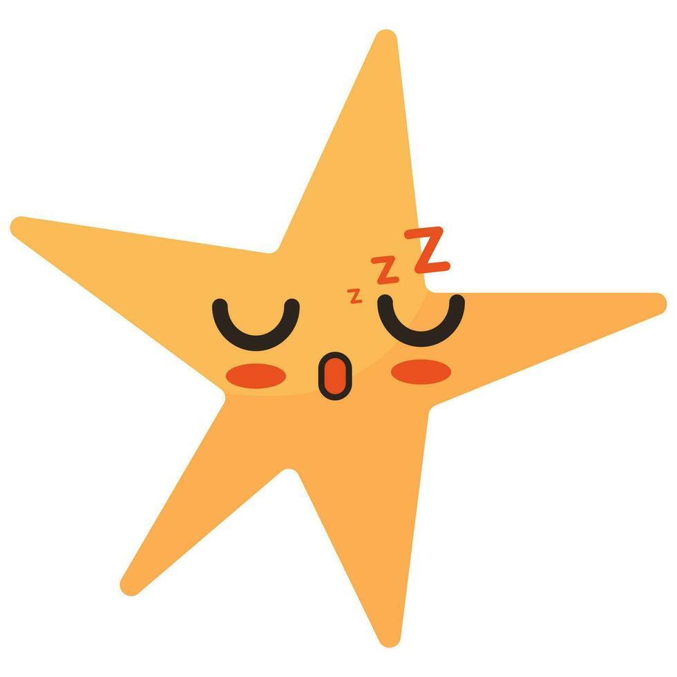 Hand-drawn star kawaii element. Vector icon