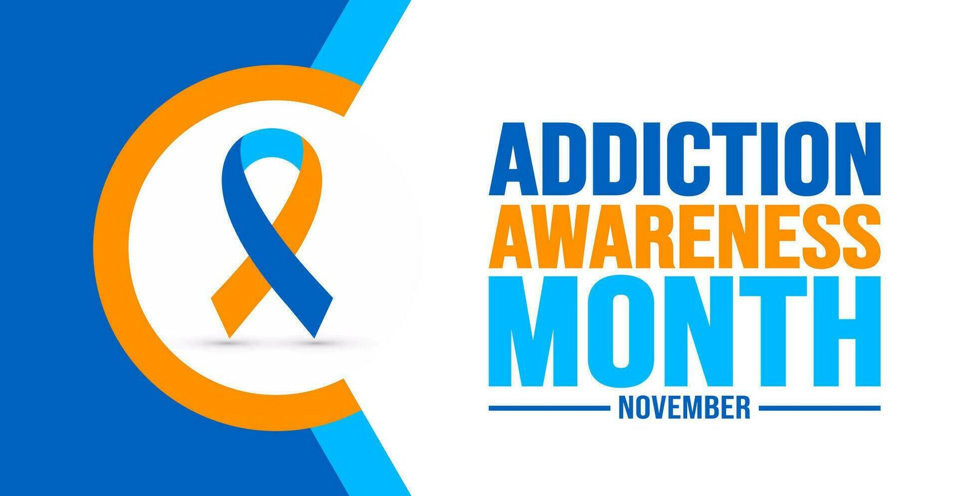 November is Addiction Awareness Month background template. Holiday concept. background, banner, placard, card, and poster design template with text inscription and standard color. vector illustration.