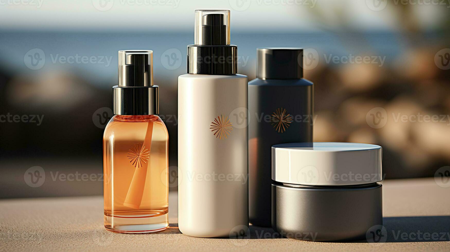 Aroma and Texture Unveiled, Perfume and Cream Mockup in Exquisite Detail. Generative AI photo