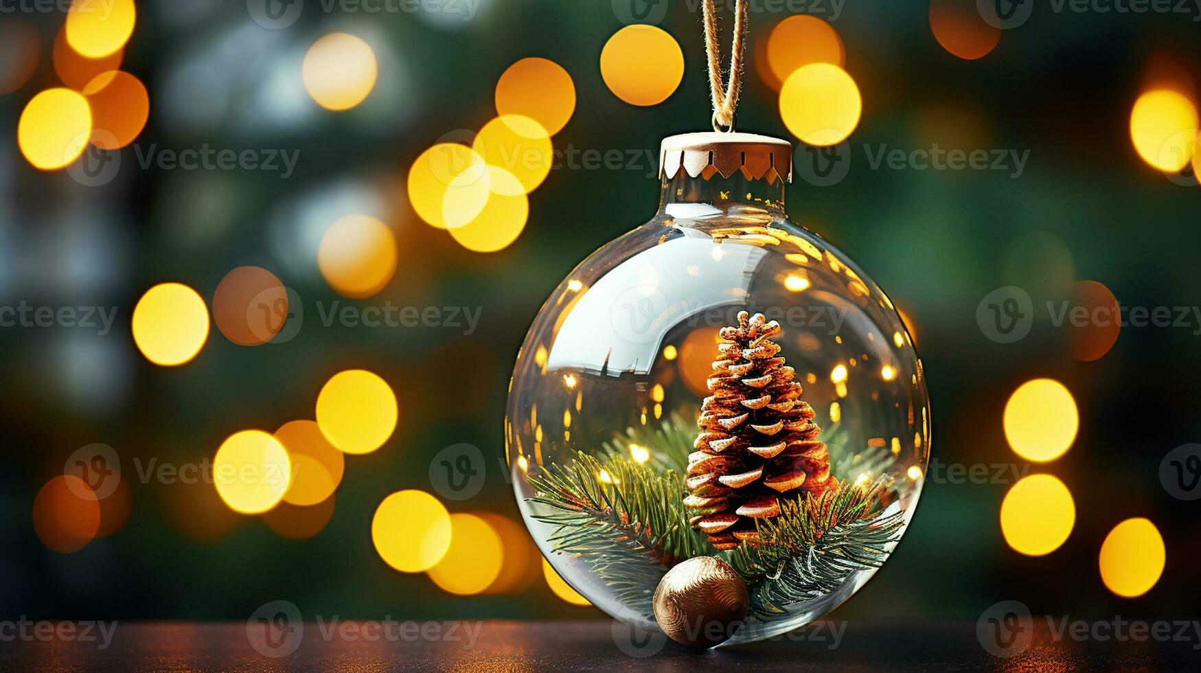 A Miniature Christmas Tree Suspended in Glass. Generative AI photo