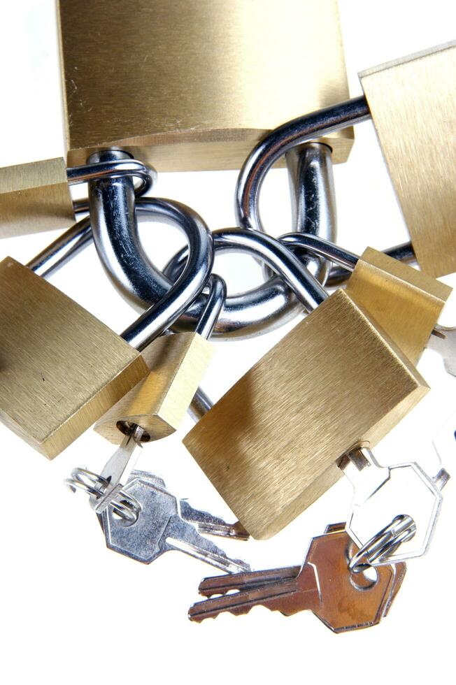 a lock with several locks and keys photo