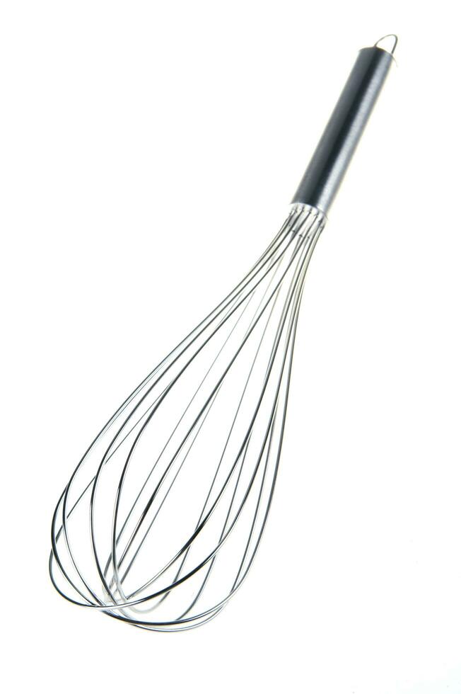 a black and silver whisk with a spiral shape photo