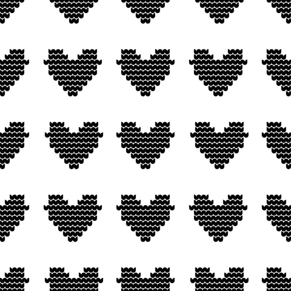 Seamless pattern with hearts. Black and white background. duotone graphic design. vector