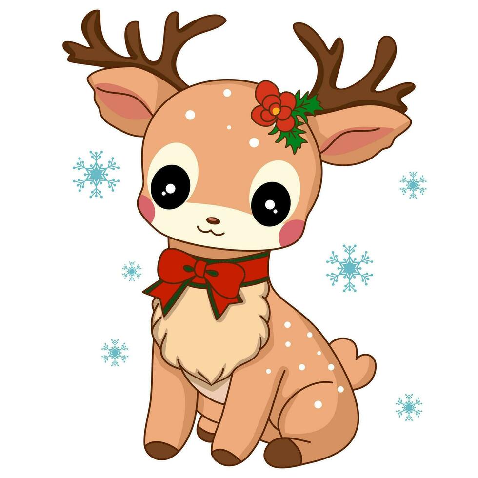 reindeer and snowflak vector