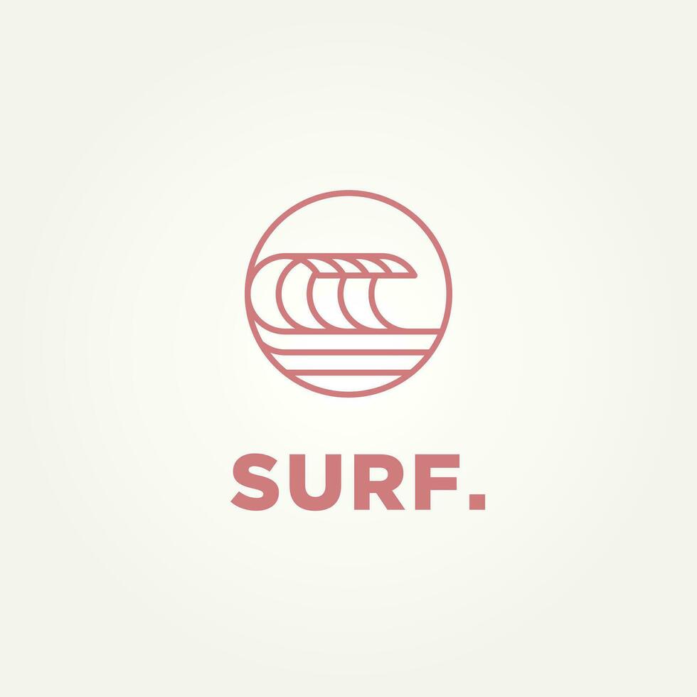 surf minimalist line art logo template vector illustration design. simple modern surfer, water sport, surfboard logo concept