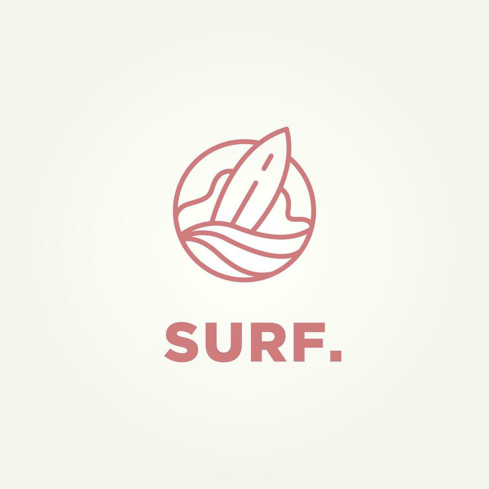 tabla de surf y ola minimalista línea Arte logo modelo vector ilustración diseño. sencillo moderno tablista, agua deporte, tabla de surf logo concepto