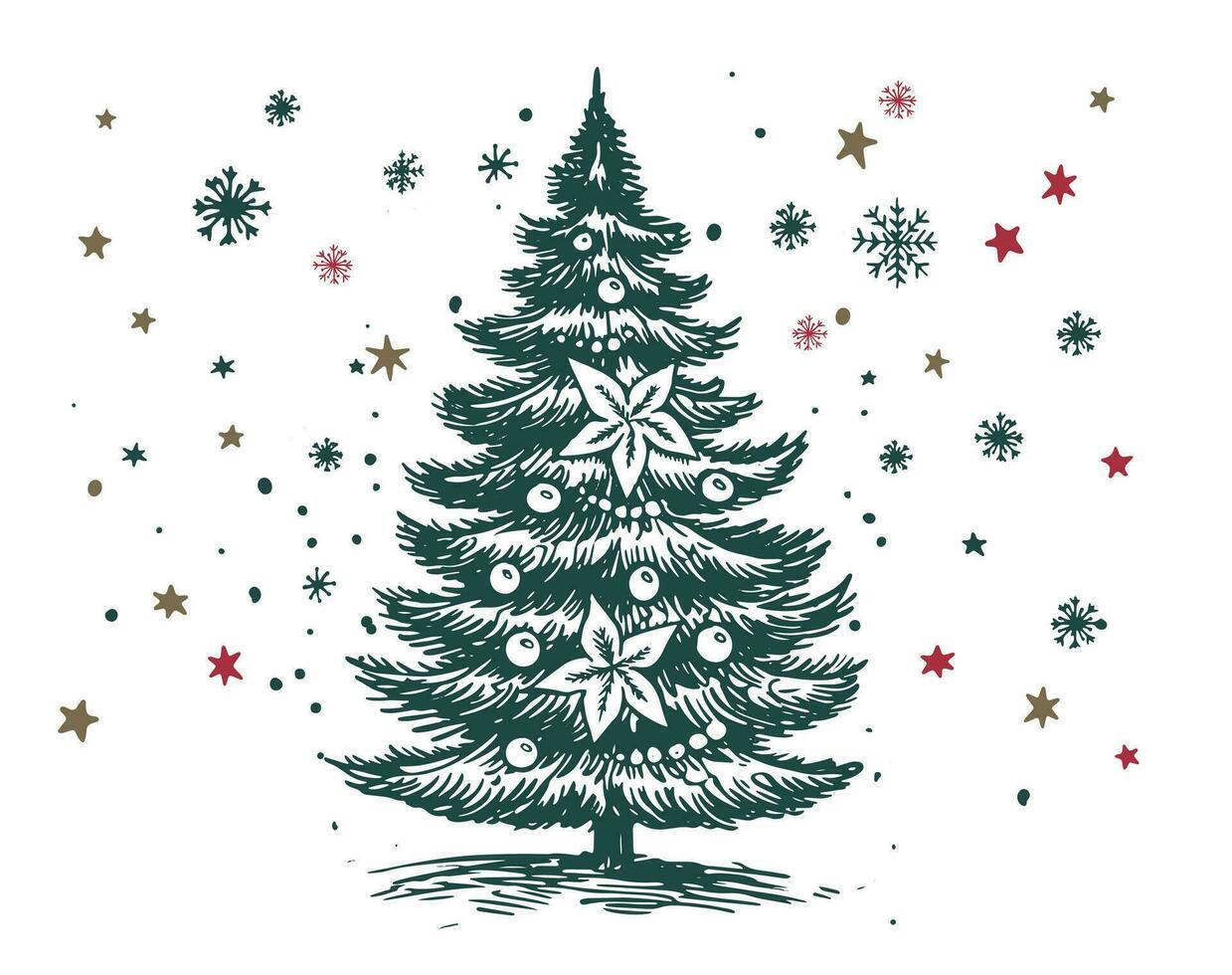 Navidad árbol conjunto mano dibujado ilustración vector