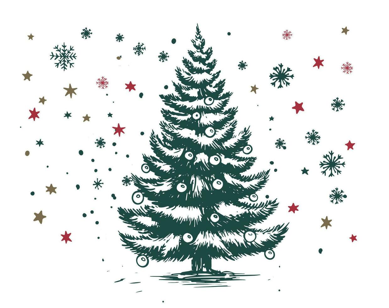 Christmas tree set hand drawn illustration vector