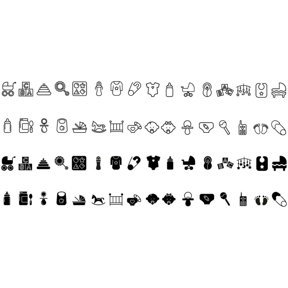 Kids toys icon vector set. Baby illustration sign collection. child symbol or logo.