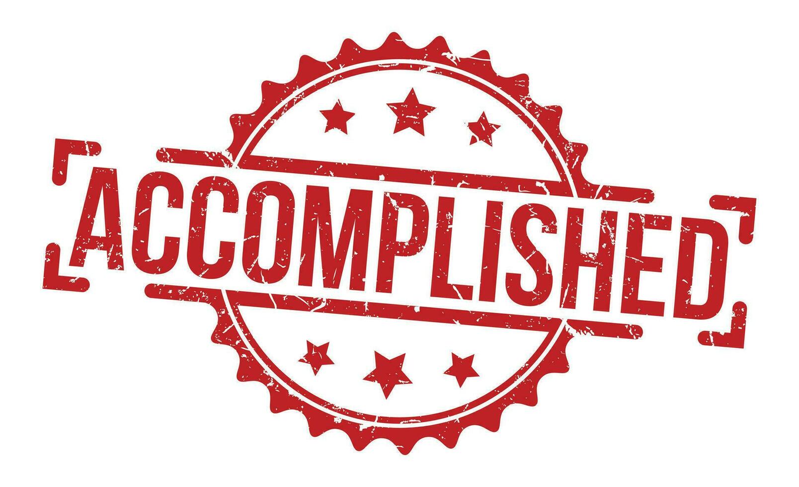 Accomplished Red Rubber grunge Stamp vector design.