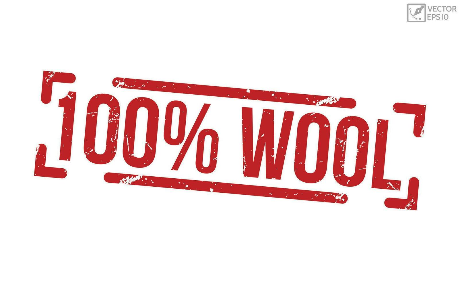 100 Percentage Wool stamp red rubber stamp on white background. vector
