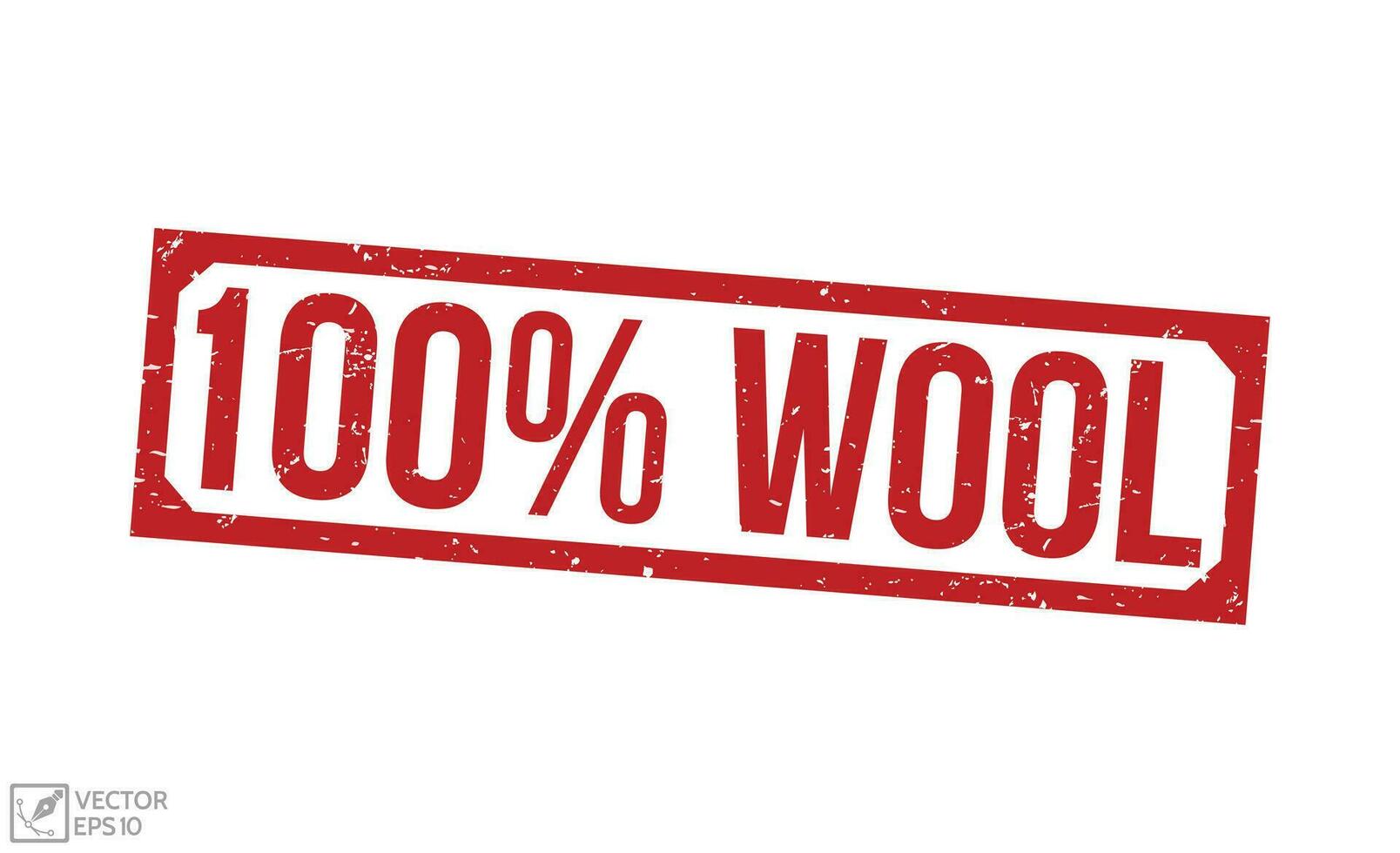 100 Percentage Wool stamp red rubber stamp on white background. vector