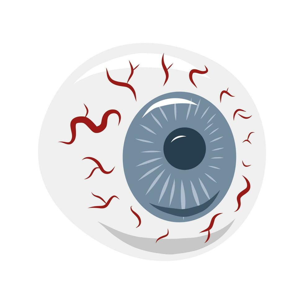 Creepy eye with blood vein. Vector illustration