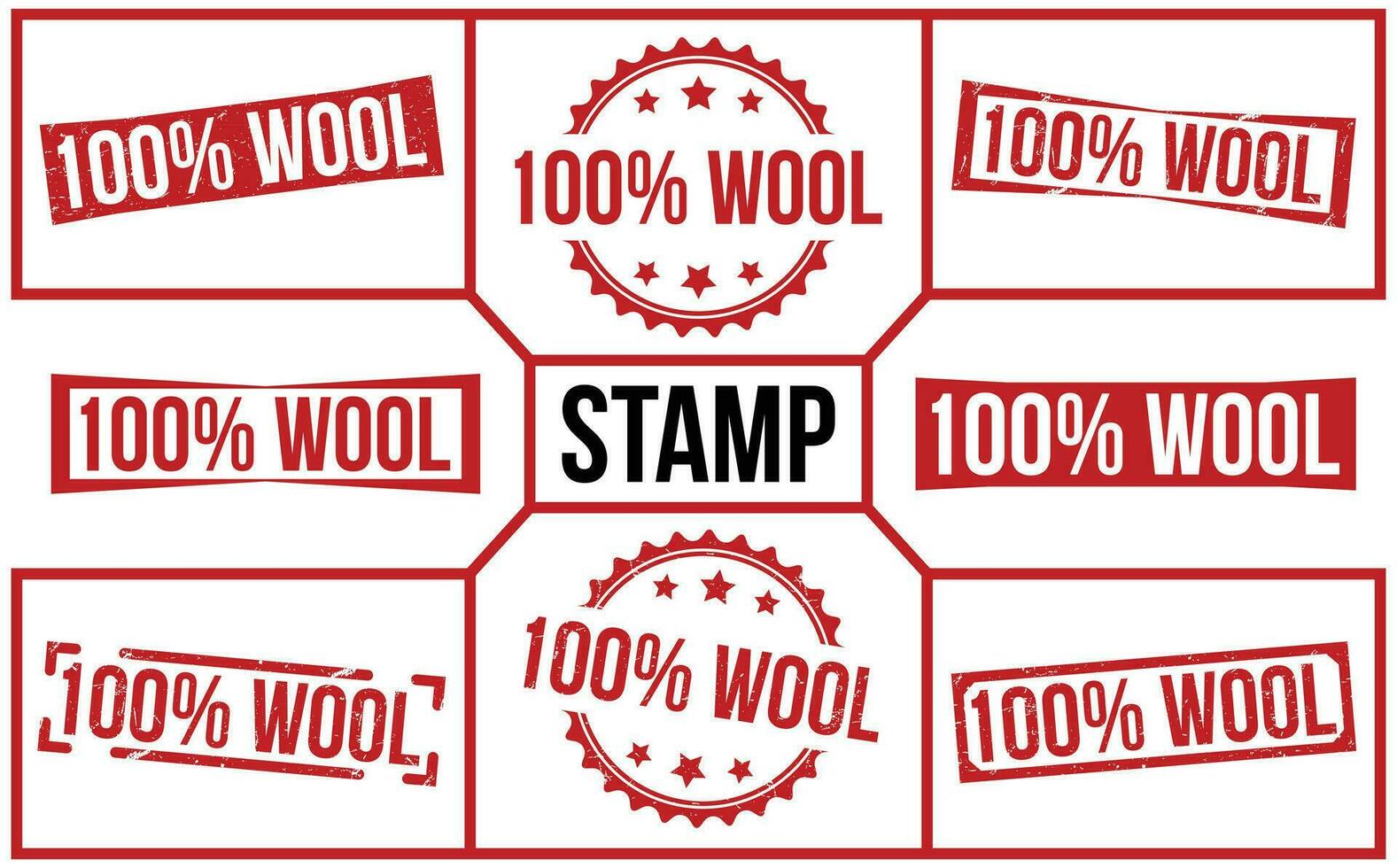 100 Percentage Wool stamp red rubber stamp on white background. vector