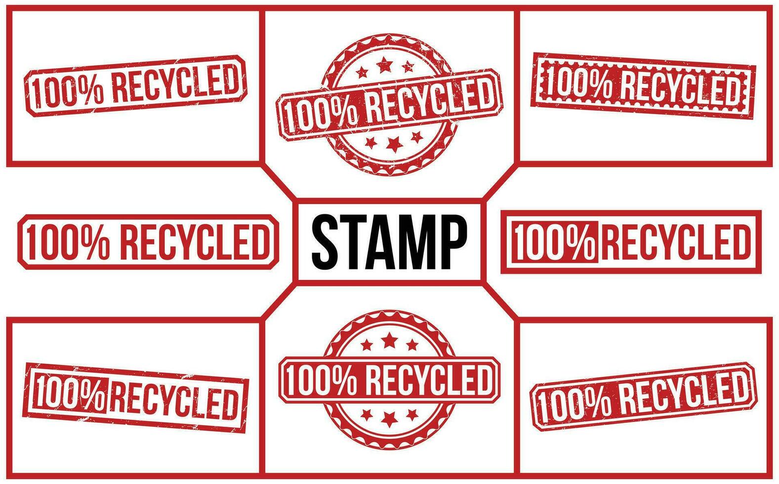 100 Percentage Recycled stamp red rubber stamp on white background. 100 Percentage Recycled stamp set. vector