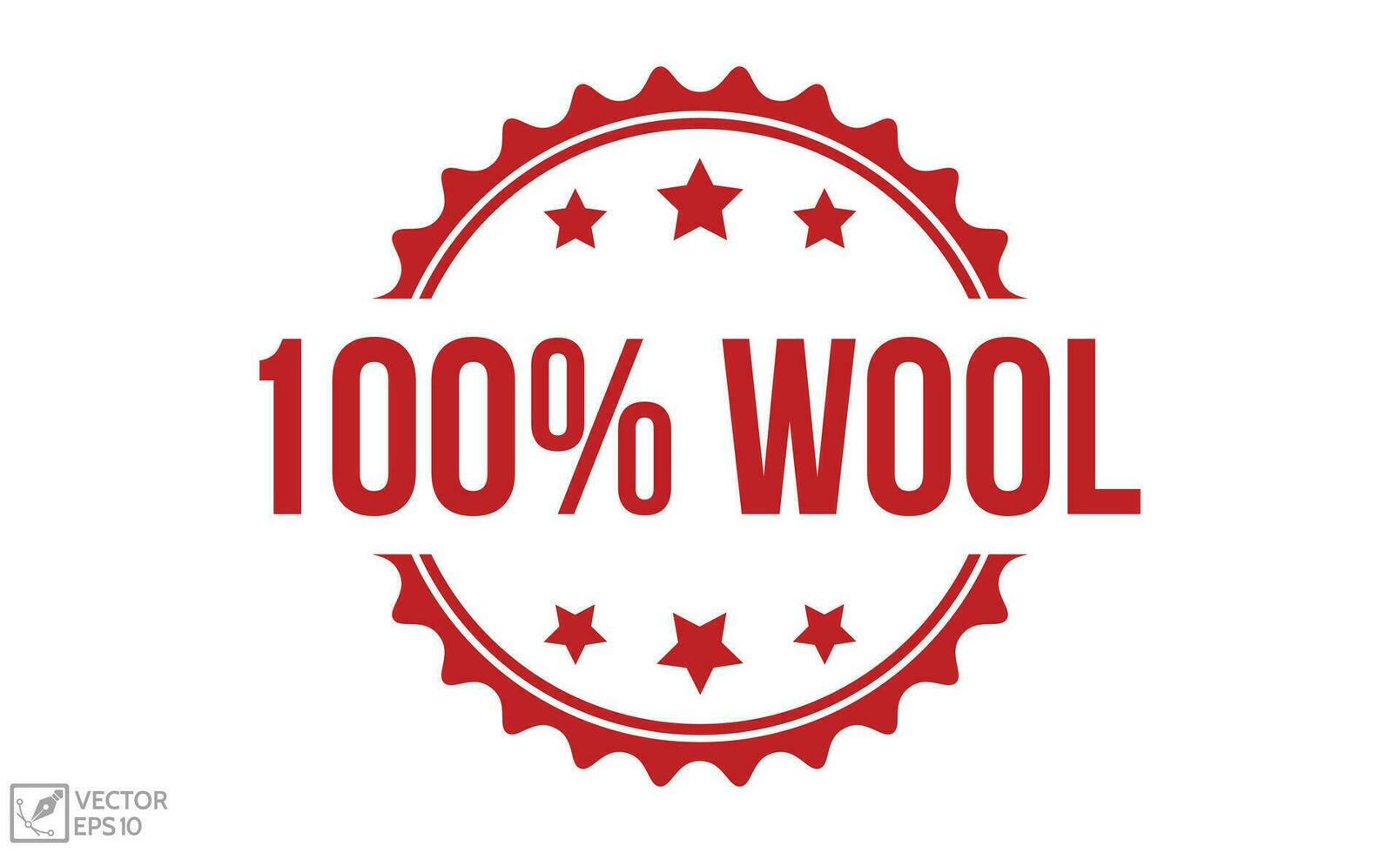 100 Percentage Wool stamp red rubber stamp on white background. vector