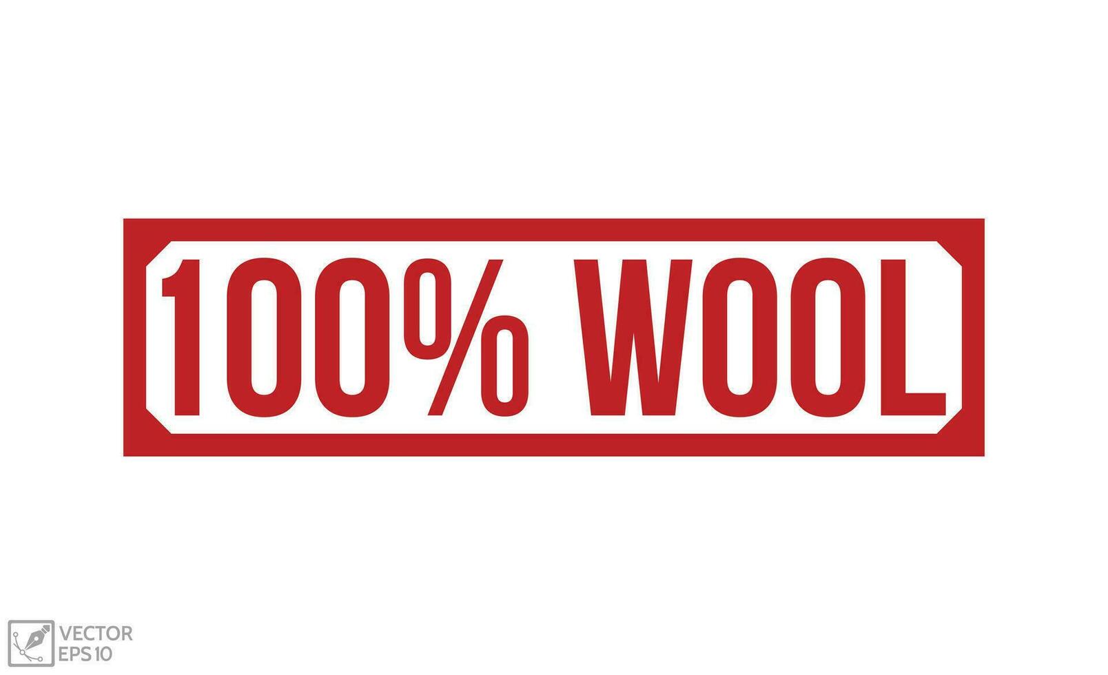 100 Percentage Wool stamp red rubber stamp on white background. vector