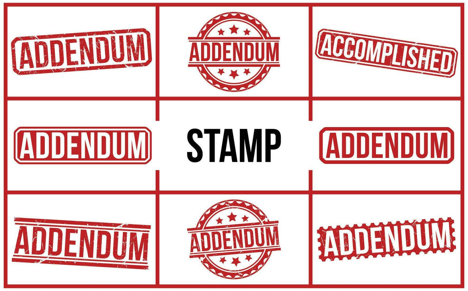 Addendum Red Rubber Stamp set vector design.