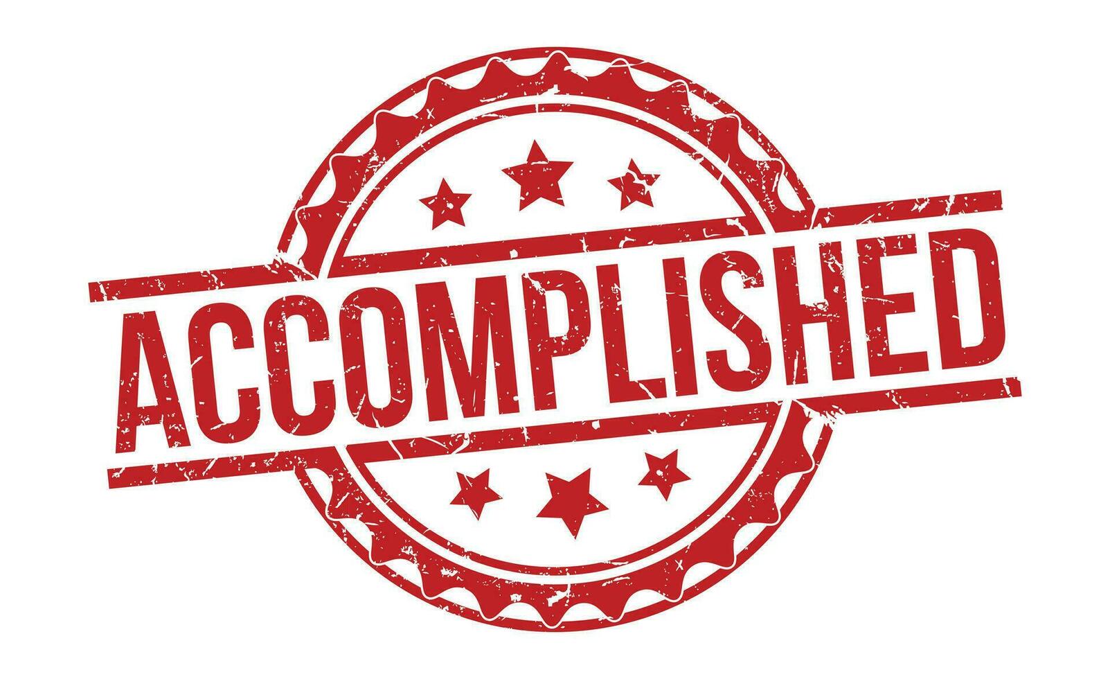Accomplished Red Rubber grunge Stamp vector design.