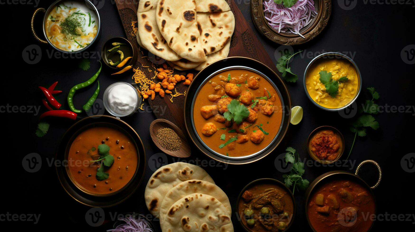 Indian butter chicken curry in balti dish. Generative AI Stock Illustration