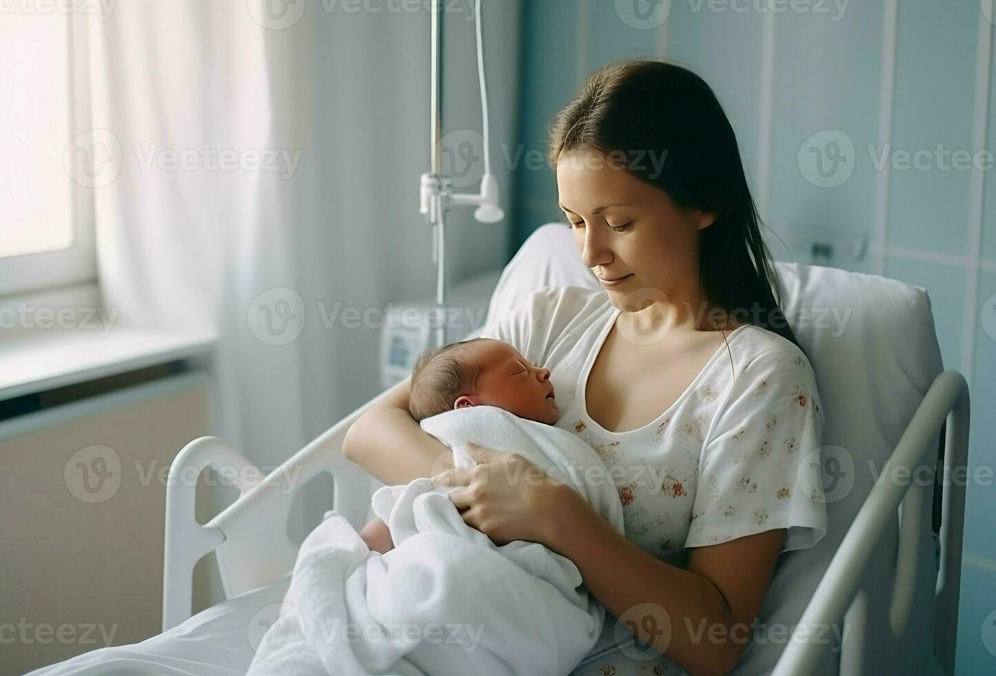Mother newborn baby. Generate Ai photo