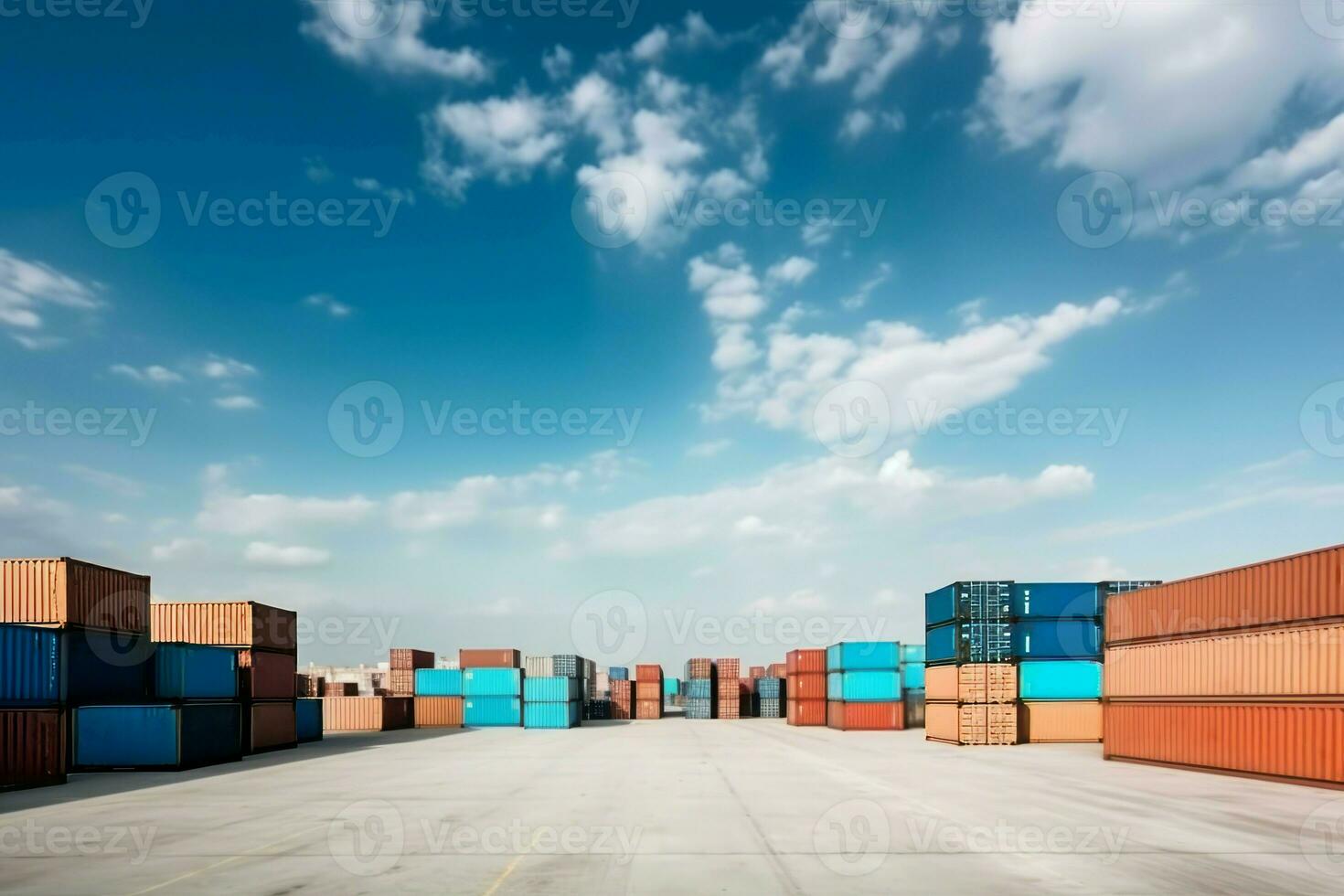 Container yard sky business. Generate Ai photo