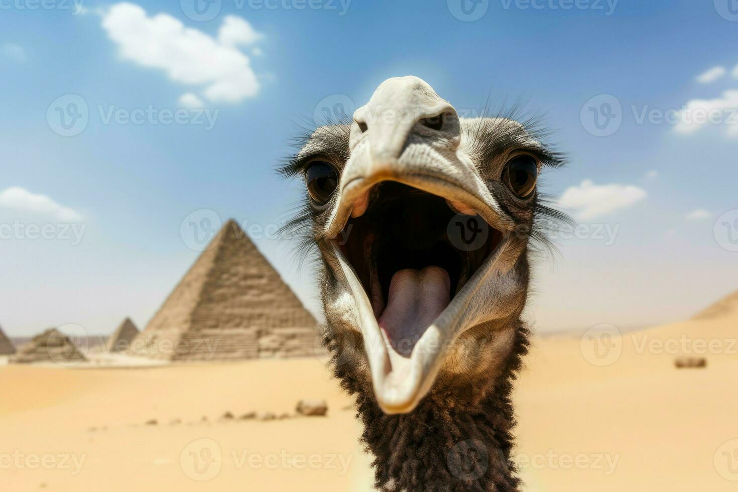 avestruz selfie pirámides generar ai foto