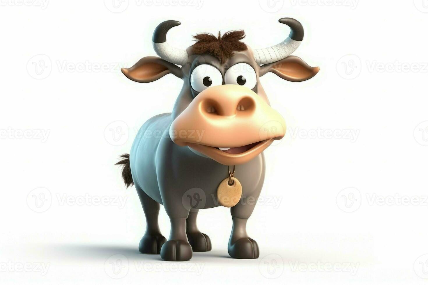 Bull cartoon funny character. Generate Ai photo