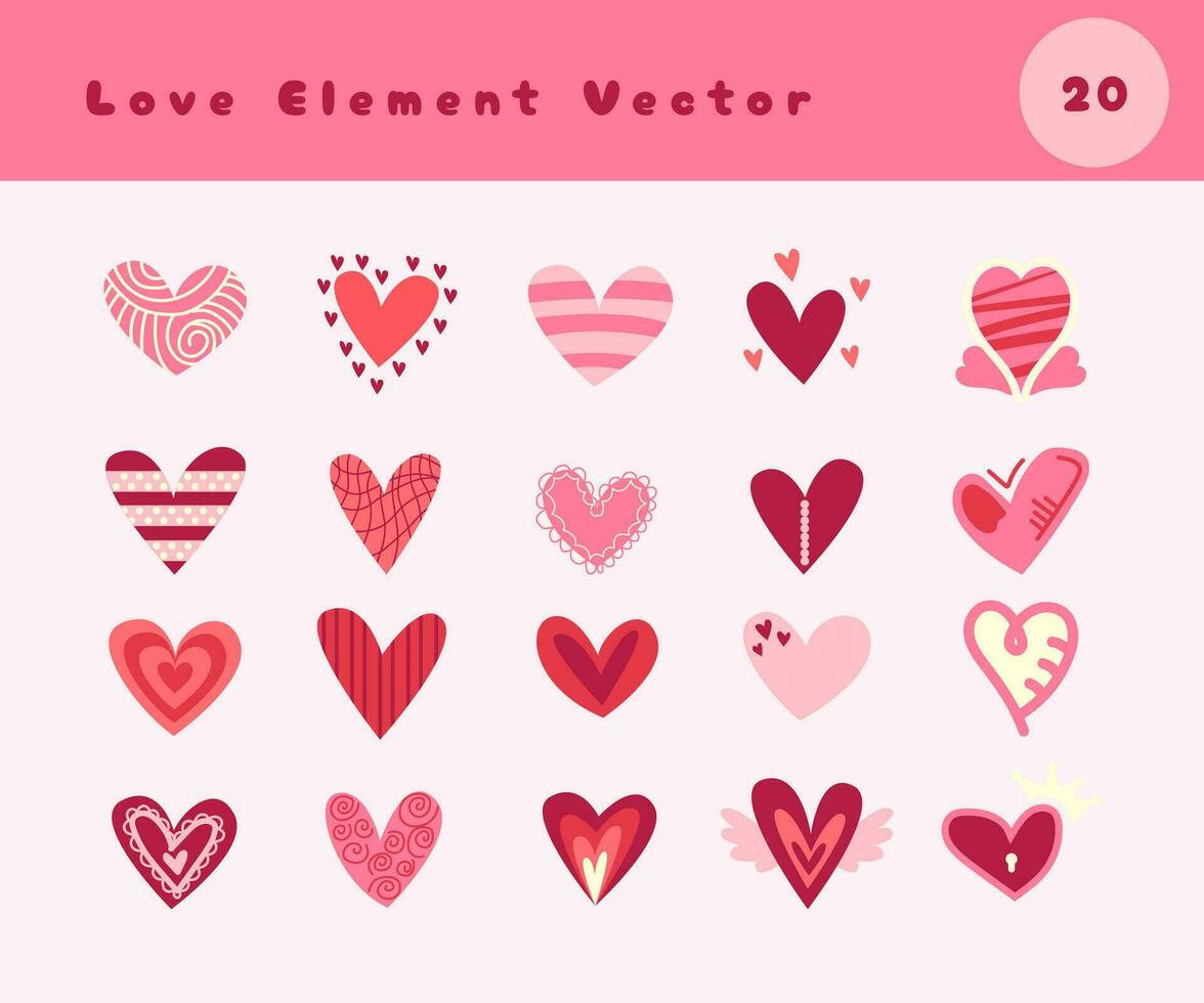 collection of love symbols vector elements