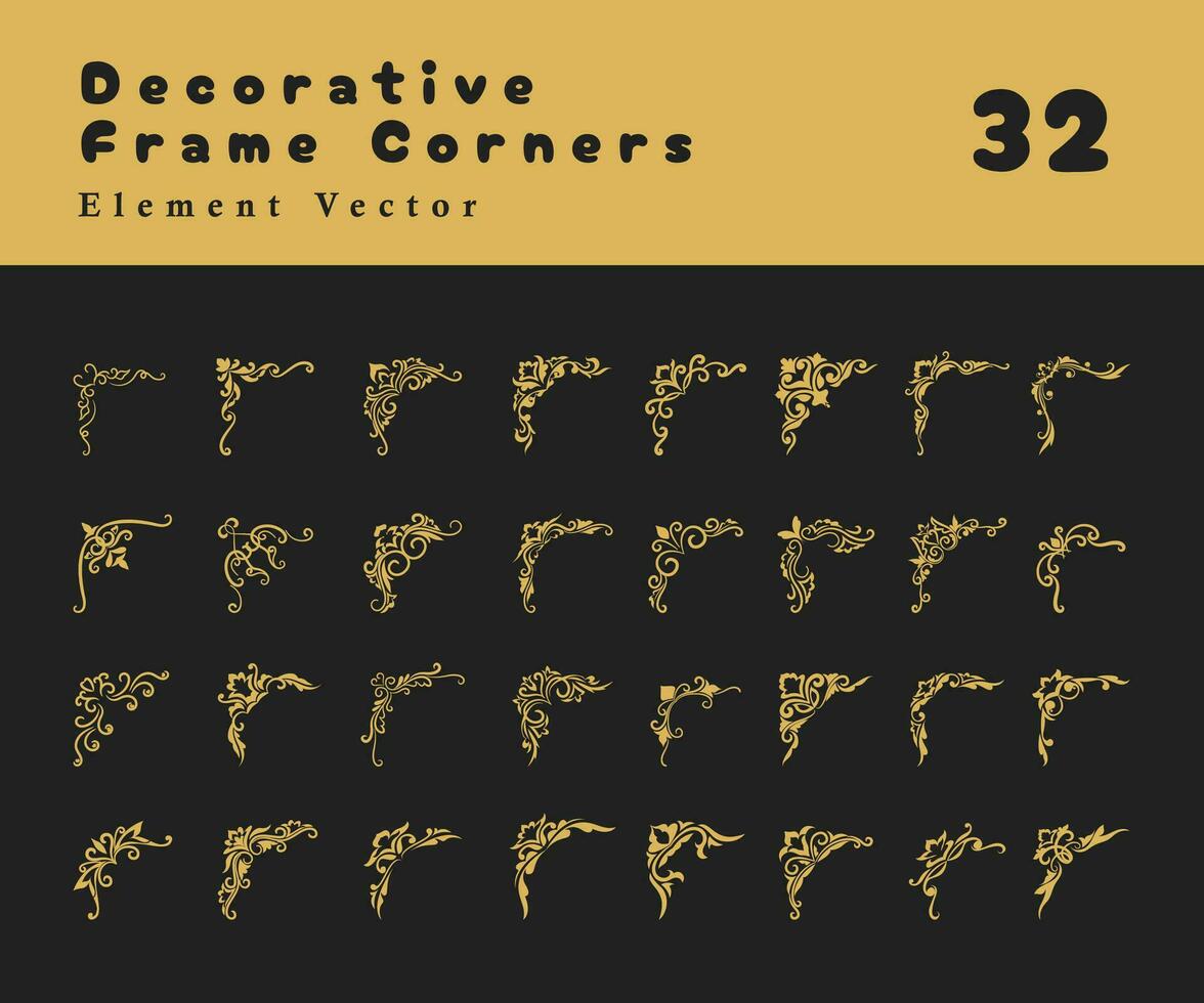 collection of vector striped drawing corner frames elements