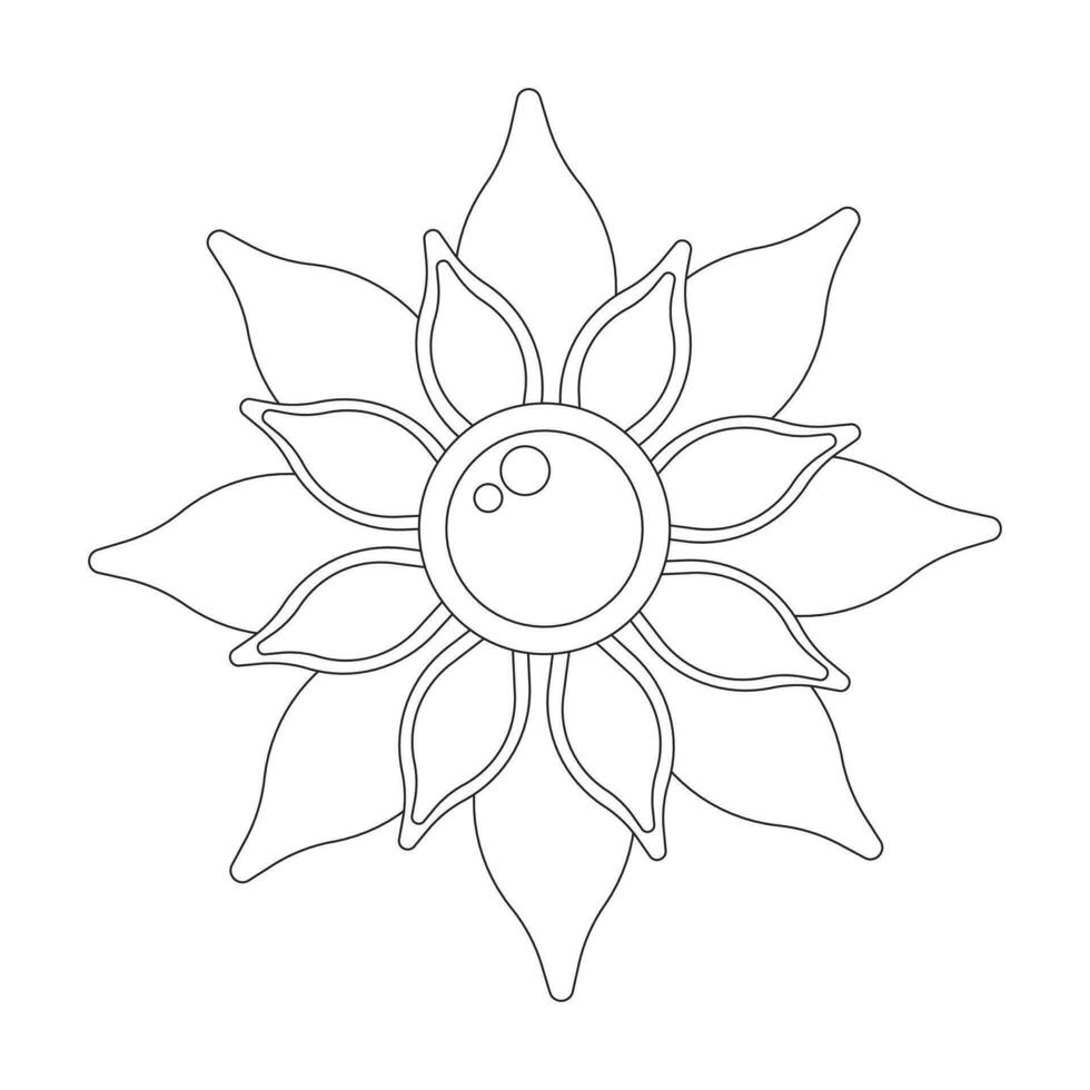 Blossom elegant flower black and white 2D line cartoon object. 1970s vibes classy wildflower isolated vector outline item. Boho mystery. Enchanted bohemian floral monochromatic flat spot illustration