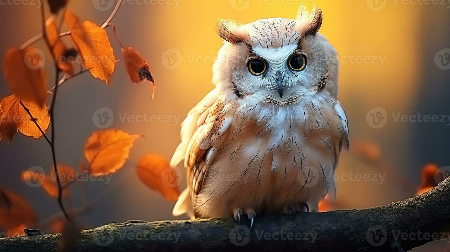 Owl Amidst the Autumn Park. Owl's Presence in the Autumn Forest photo