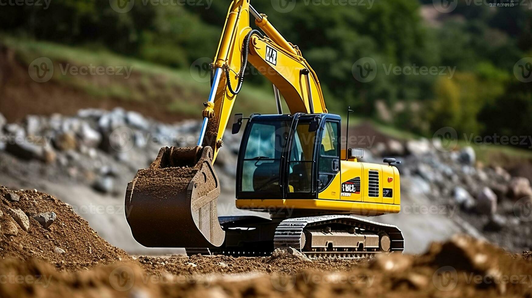 Heavy excavator construction truck, Generative AI photo