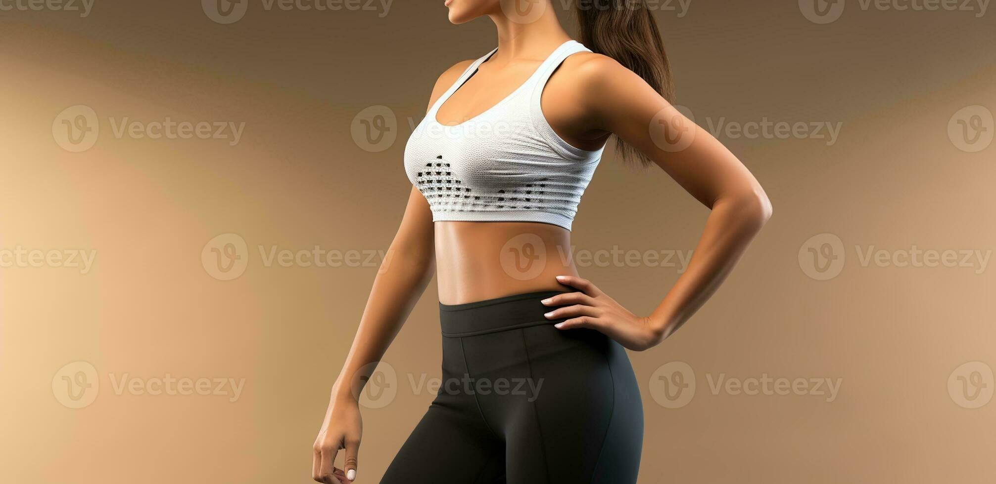 Fitness slim body of fit woman. Generative AI photo