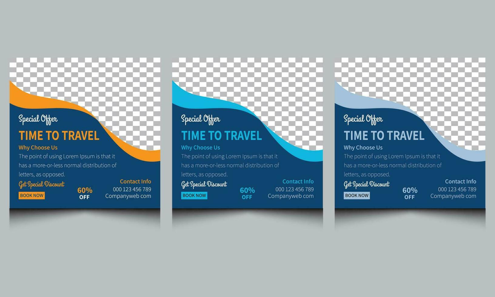 Clean simple minimal elegant modern creative unique travel agency ad ads vacation business promotion social media banner post design template. vector