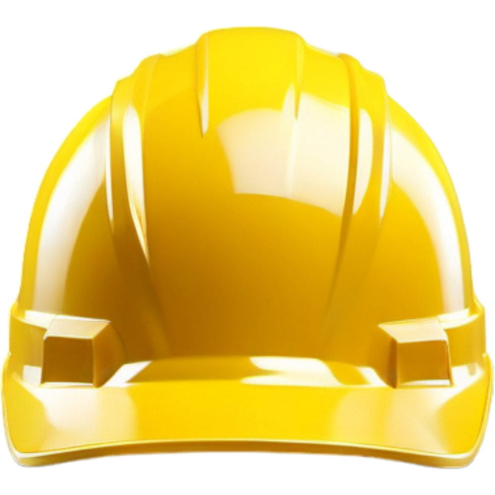 Yellow hard plastic construction helmet. AI Generative png