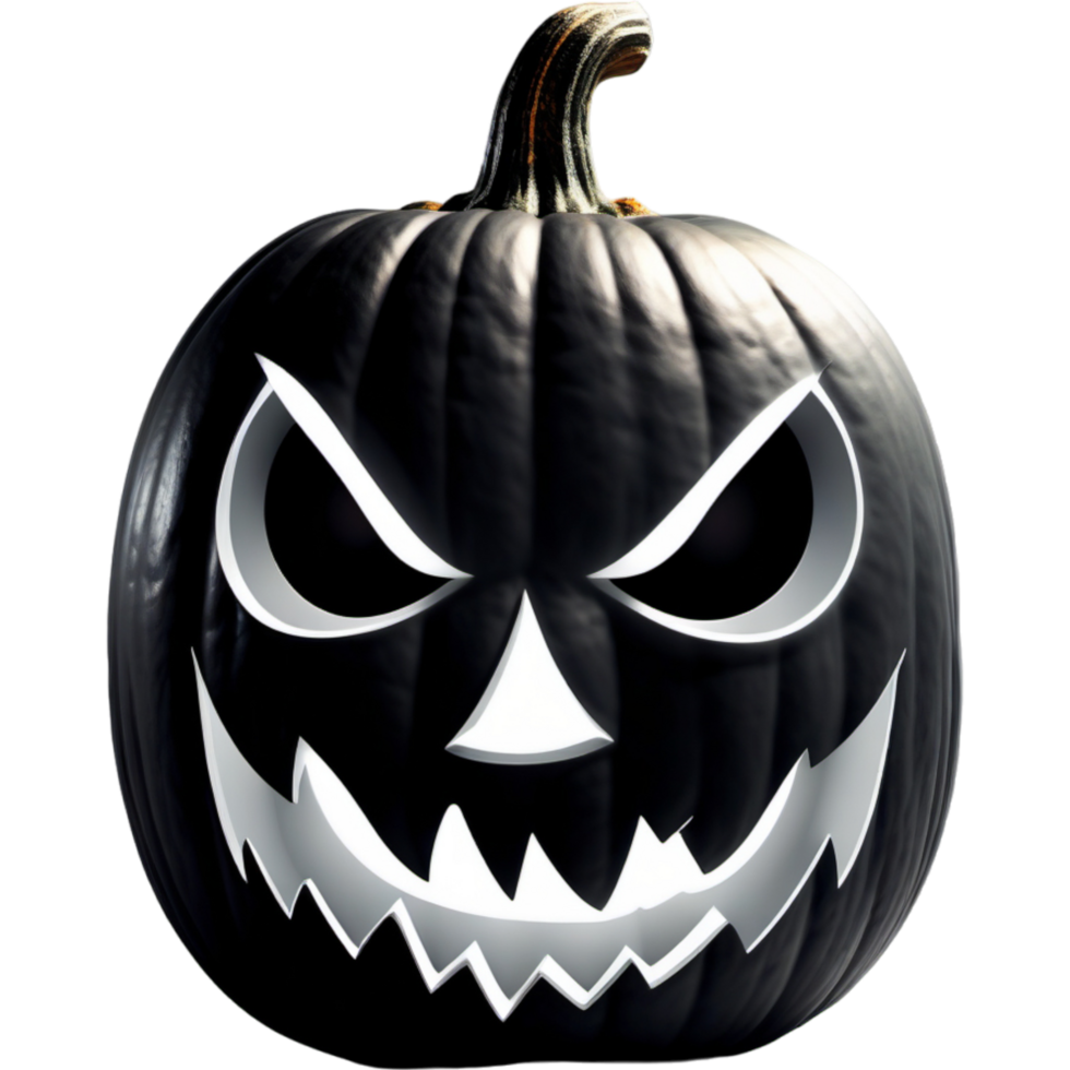 Black Scary face of Halloween pumpkin. AI Generative png